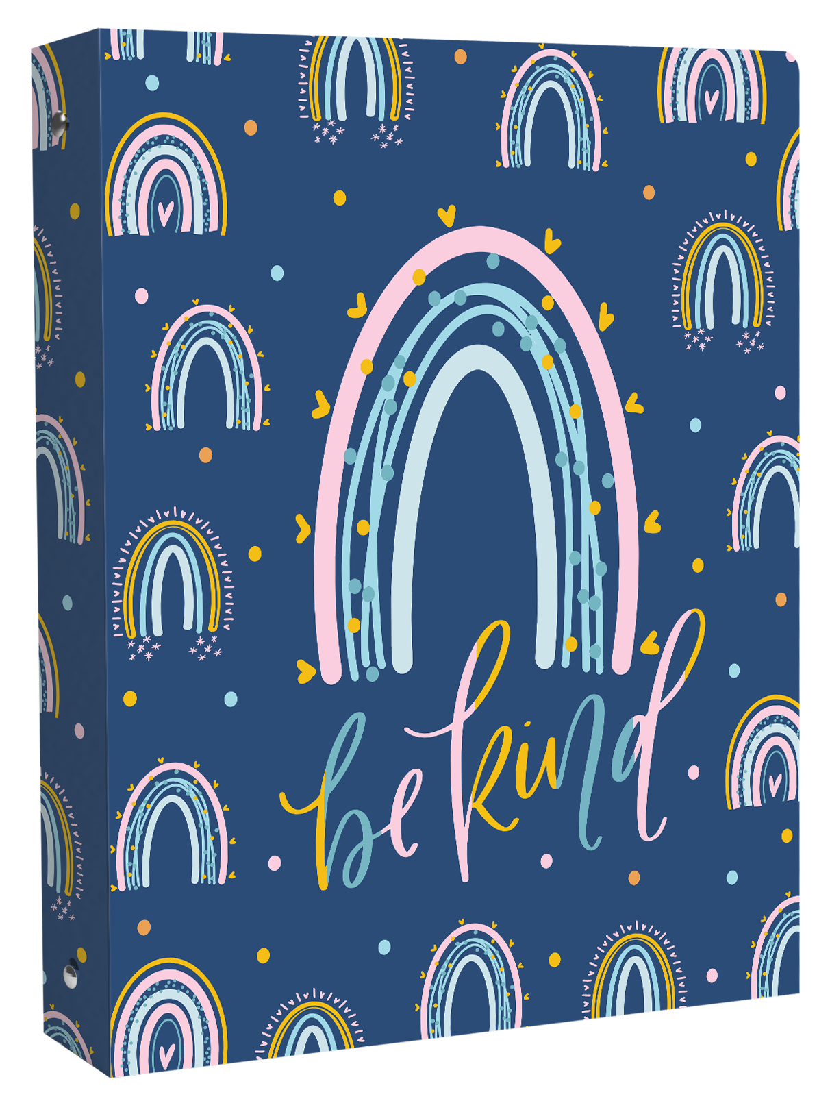 bloom daily planners 1" Ring Binder, 10" x 11.5", Navy Rainbows