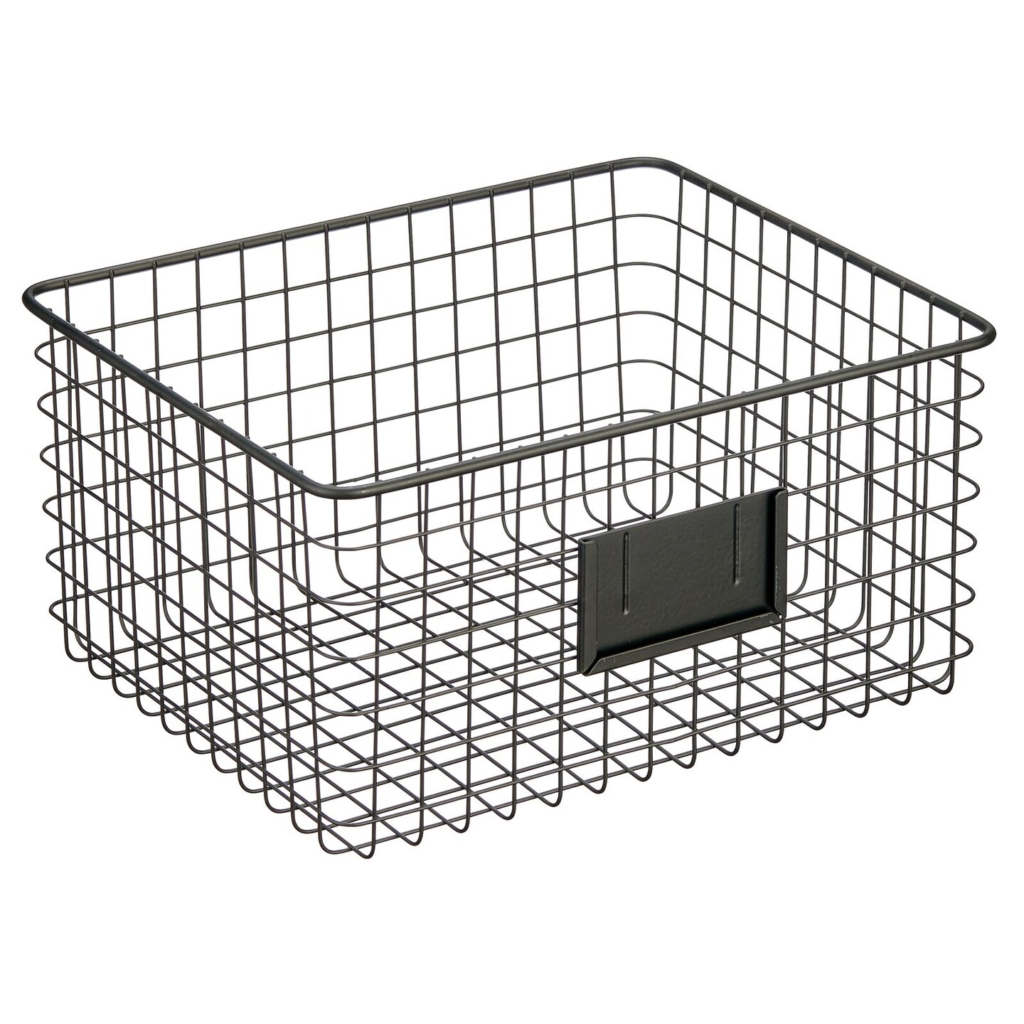 mDesign Metal Food Organizer Storage Basket with Label Slot