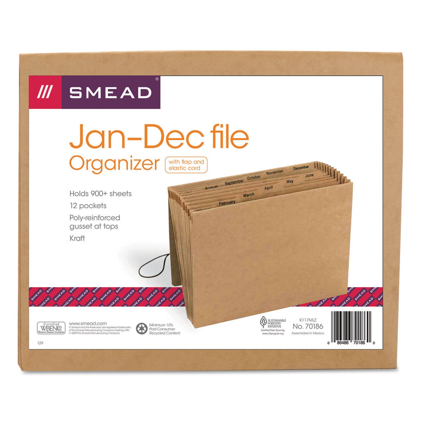 Smead Indexed Expanding Kraft Files 12 Sections 1/12-Cut Tab Letter Size Kraft