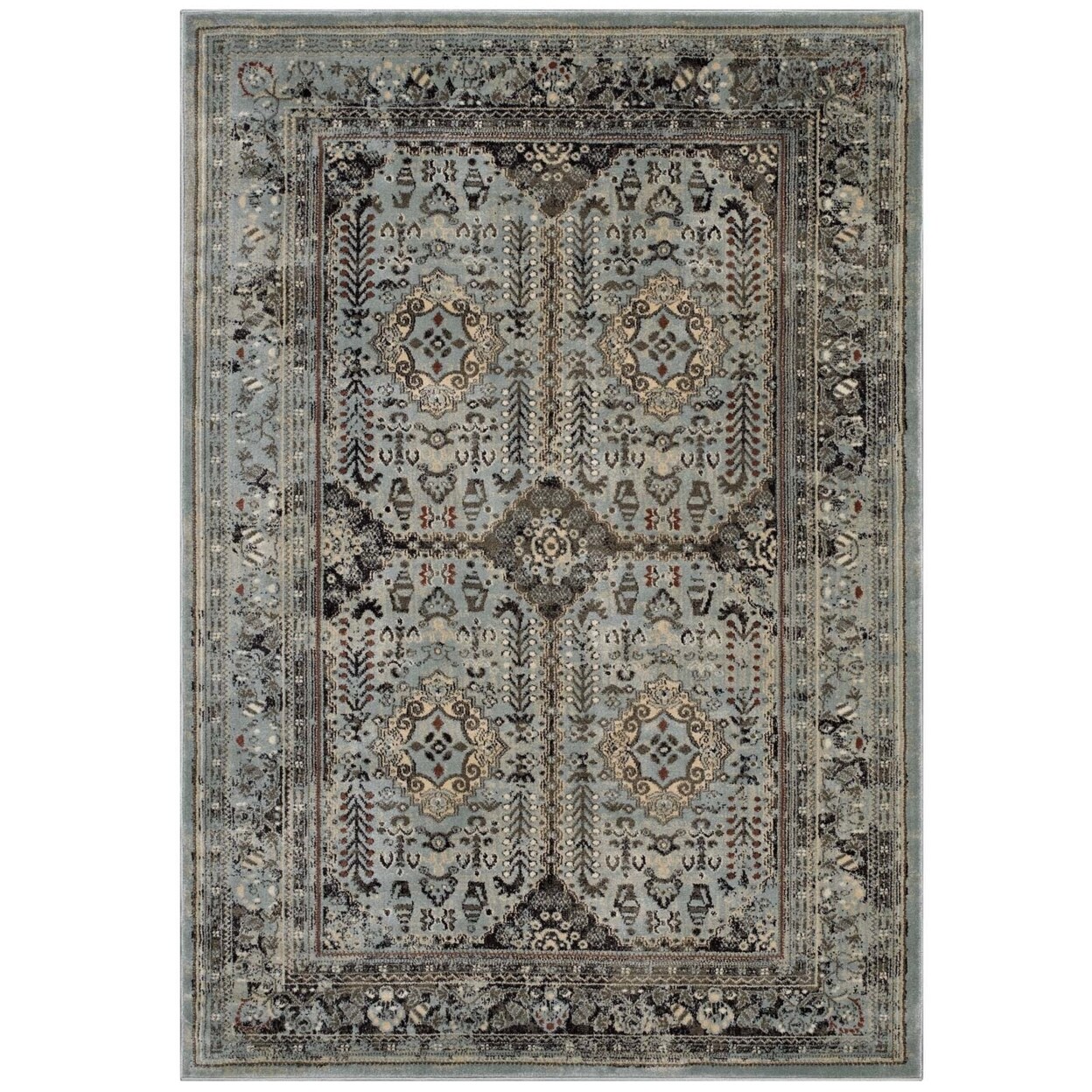 Modway Enye Distressed Vintage Floral Lattice 8x10 Area Rug