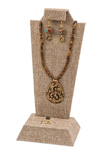 Deluxe Multi-Function Earring, Necklace & Ring Burlap Jewelry Display