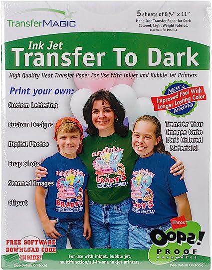 Transfer Magic Dark Fabric Ink Jet Transfer Sheets