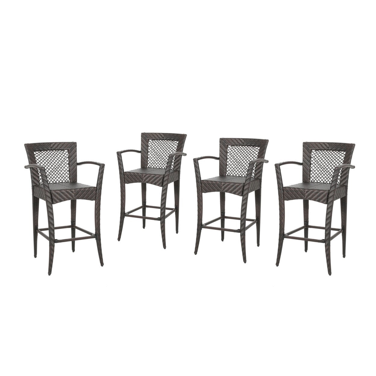 GDF Studio Megan Outdoor 46&#x22; Wicker Barstool (Set of 4)