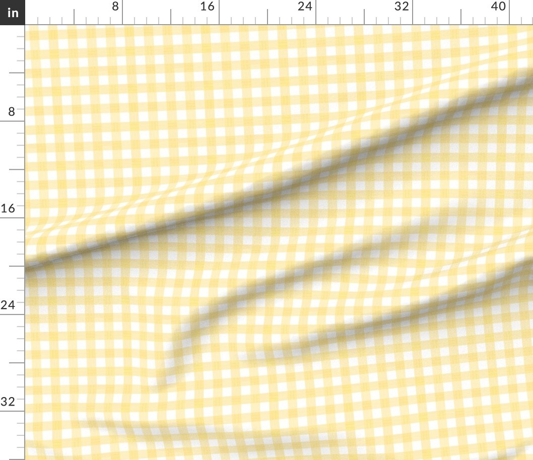 Various Fabrics by the Yard or Fat Quarter Yellow Bright Gingham Lemon Country Cottagecore Picnic Custom Printed Fabric by Spoonflower