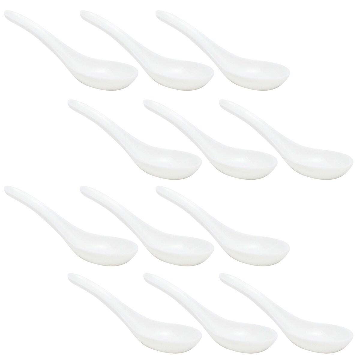 Melamine Rice Spoon for Noodles, Ramen, Miso Soup, Won Ton (1.5 x 5 In, 12 Pack)