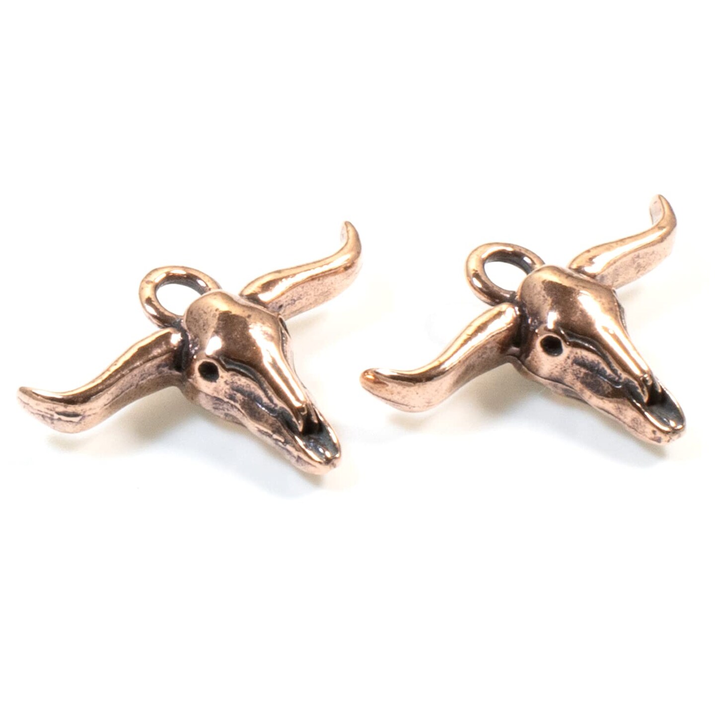 TierraCast Copper Longhorn Steer Skull Charms, Southwestern Pendant 2/Pkg