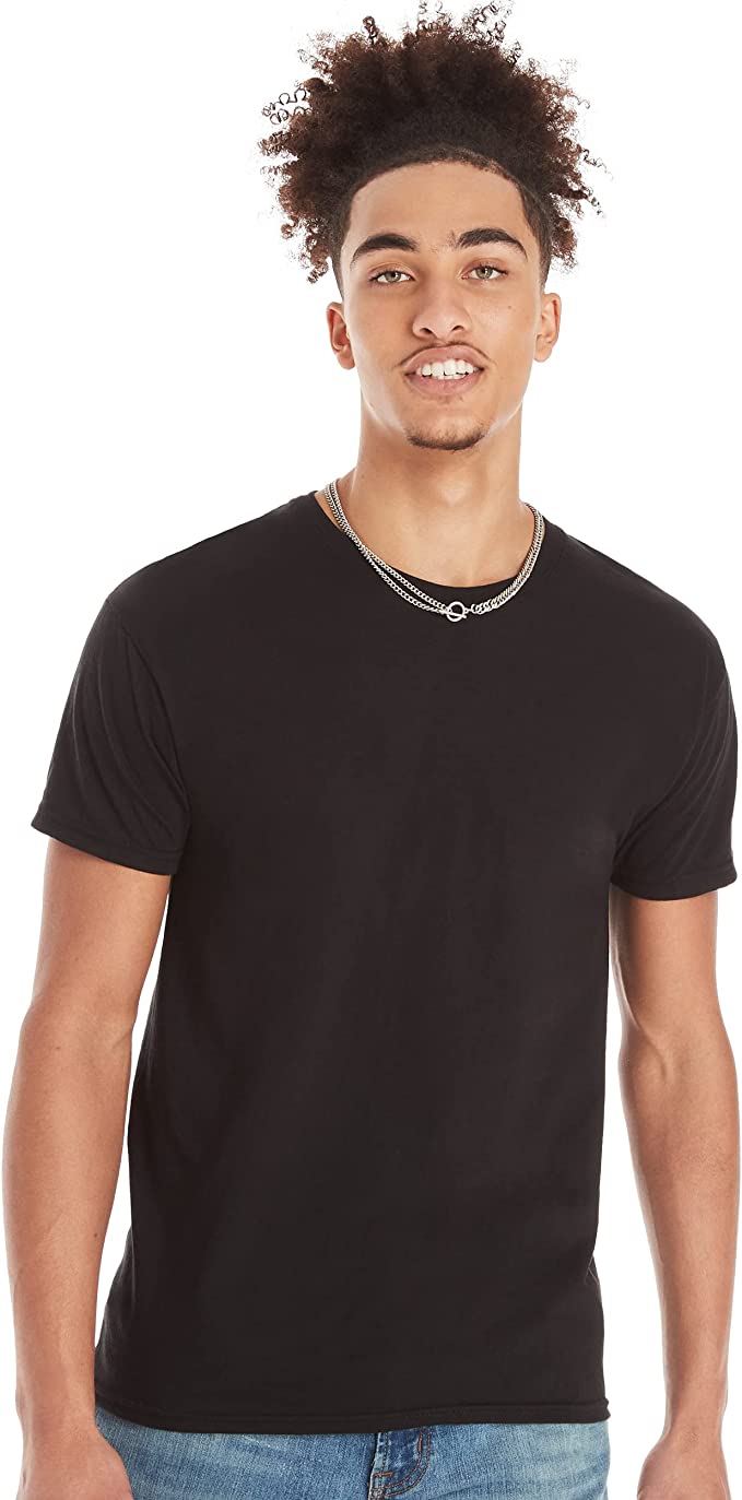 Hanes Ultimate Men&#x27;s 4-Pack FreshIQ Crew T-Shirt, Black, Medium