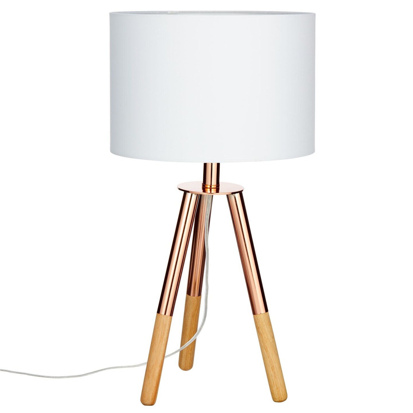 mDesign Metal and Wood Tripod Table Lamp