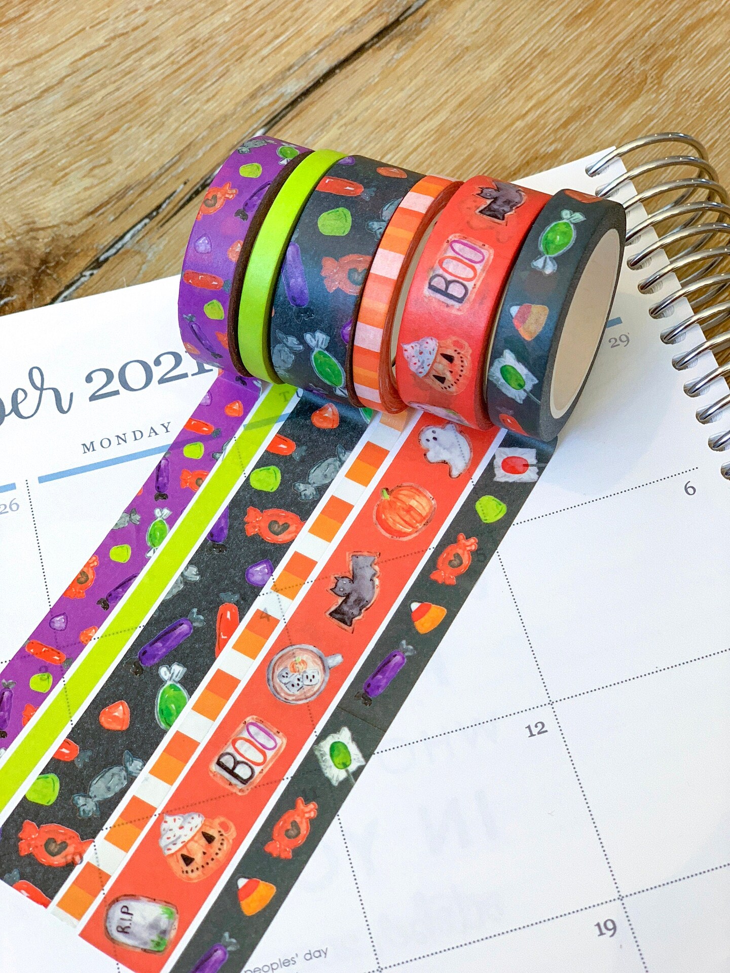 Halloween Candy Orange &#x26; Black Treats Washi Tape Set (#W018)