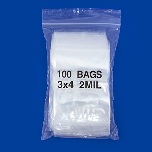 Clear Plastic Reclosable Zipper Bags 3x4 (Package of 100)