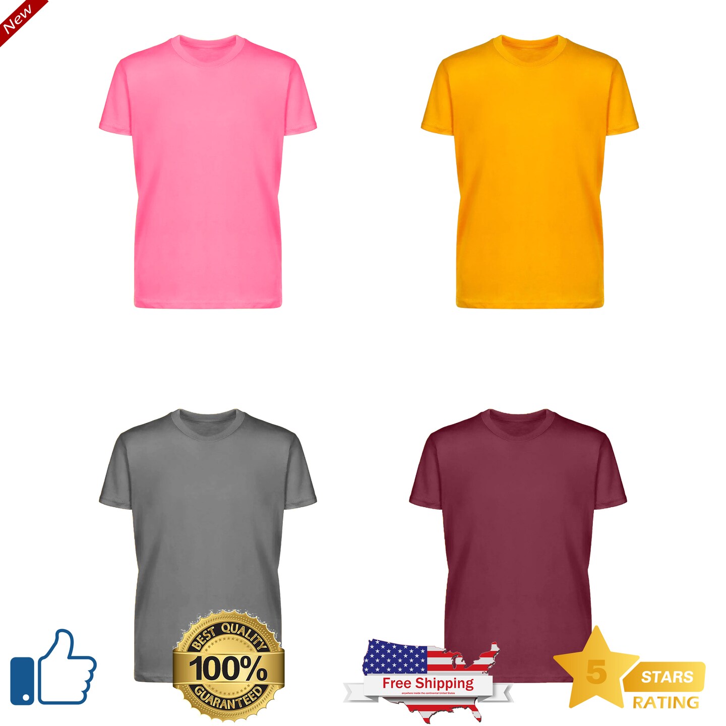 Kids Pack size T-shirts - 100% Cotton Short Sleeve T-shirts, Cool and Cute  T-shirts for Fashion-Forward Kids - Summer Tees, RADYAN®