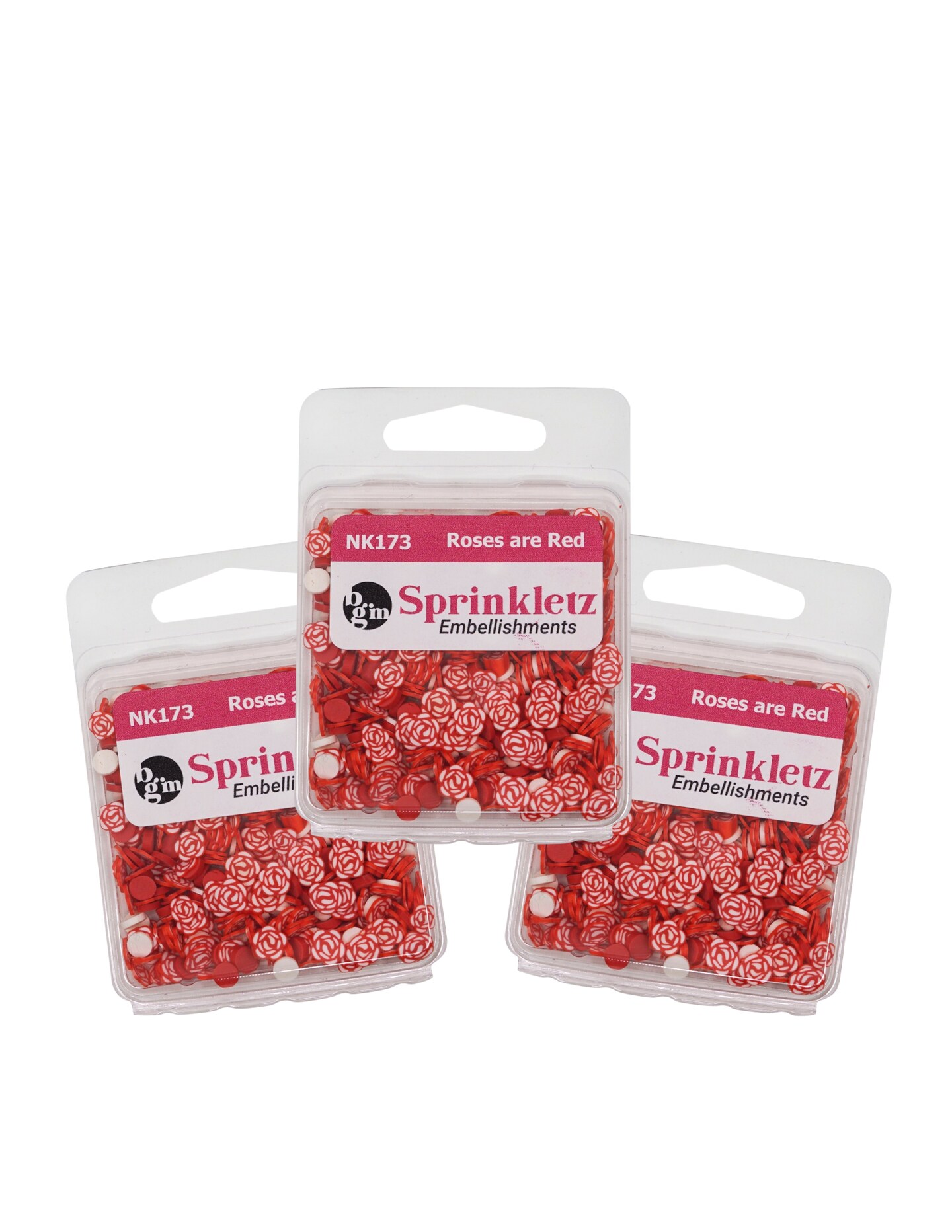 Buttons Galore Sprinkletz Embellishments for Crafts, Tiny Polymer Clay Shapes & Unique Designs - Roses are Red- 3 Pack