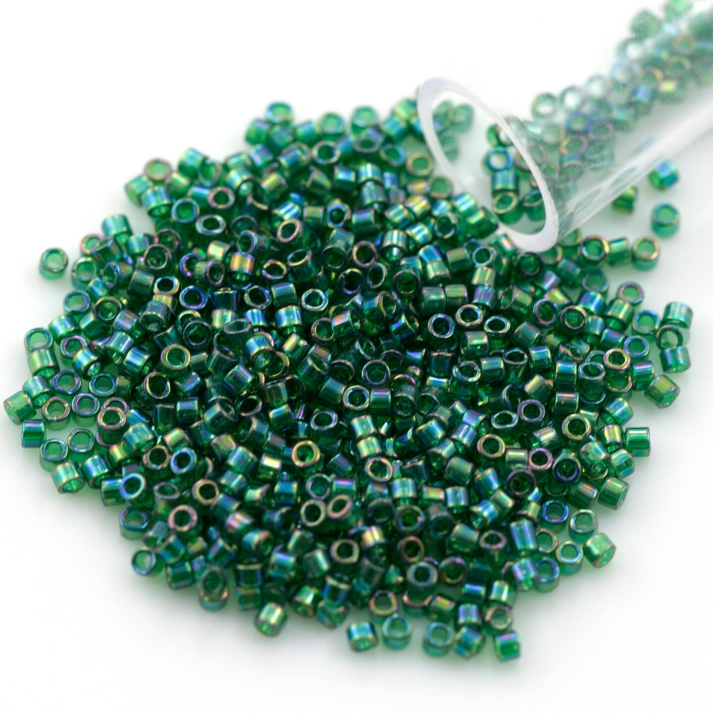 Miyuki Delica Seed Bead 11/0 Transparent Dark Green AB