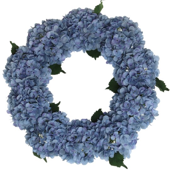 2-Pack: 24" Blue Hydrangea Wreath with Grapevine Ring by Floral Home®