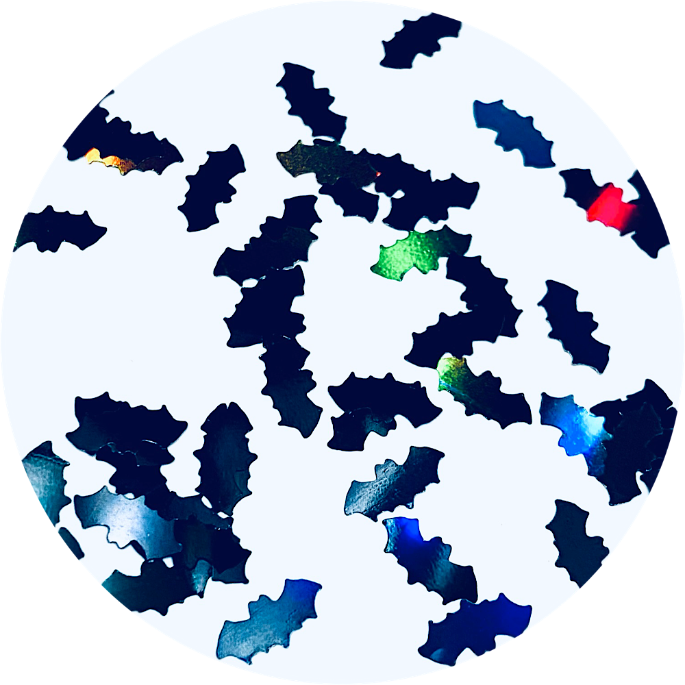 Polyester Glitter - Black Holo Bats Glitter Shape by Glitter Heart Co.&#x2122;