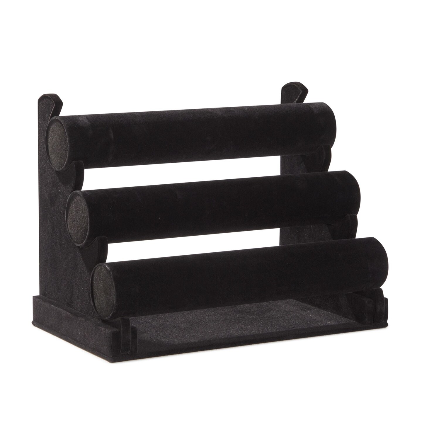 3-Tier Velvet Bracelet Holder Stand and Organizer - Jewelry Display Rack for Selling Necklaces and Accessories (Black)