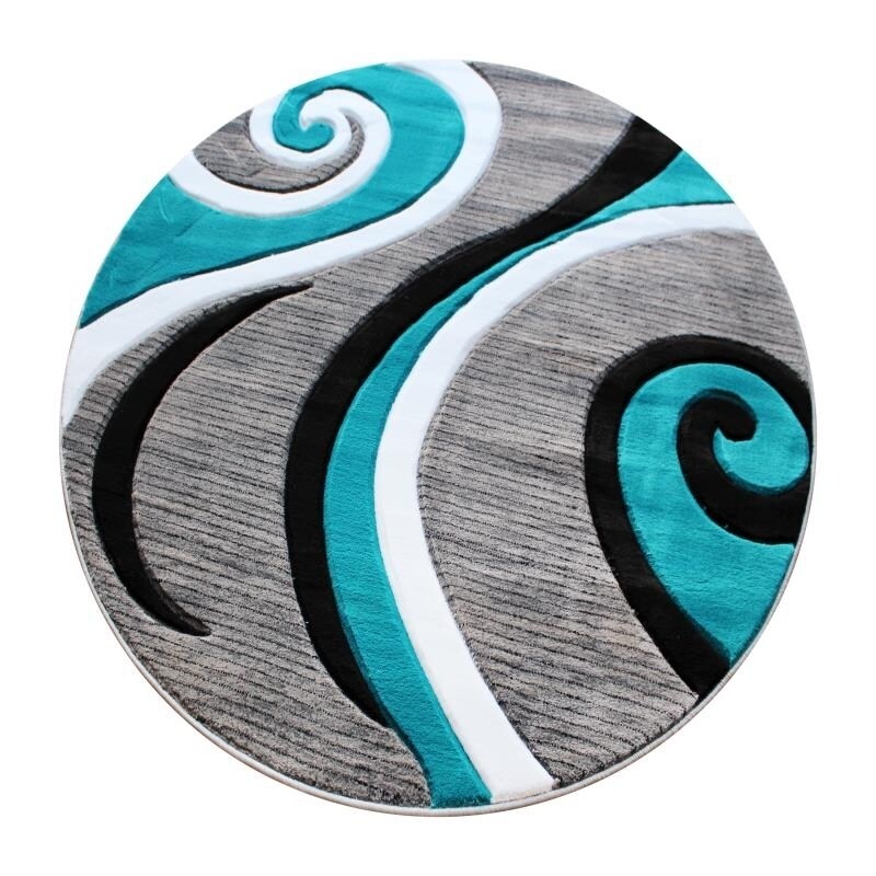 Flash Furniture Modern High-Low Pile Swirled 5' x 7' Turquoise Area Rug - Olefin Accent Rug