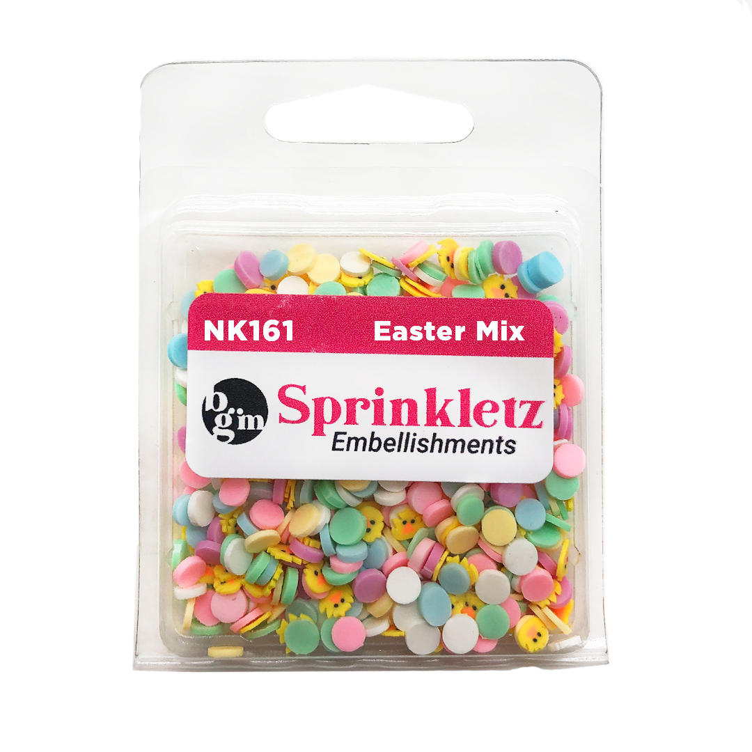 Buttons Galore Sprinkletz Embellishments for Crafts, Tiny Polymer Clay Shapes & Unique Designs - Easter Mix- 3 Pack