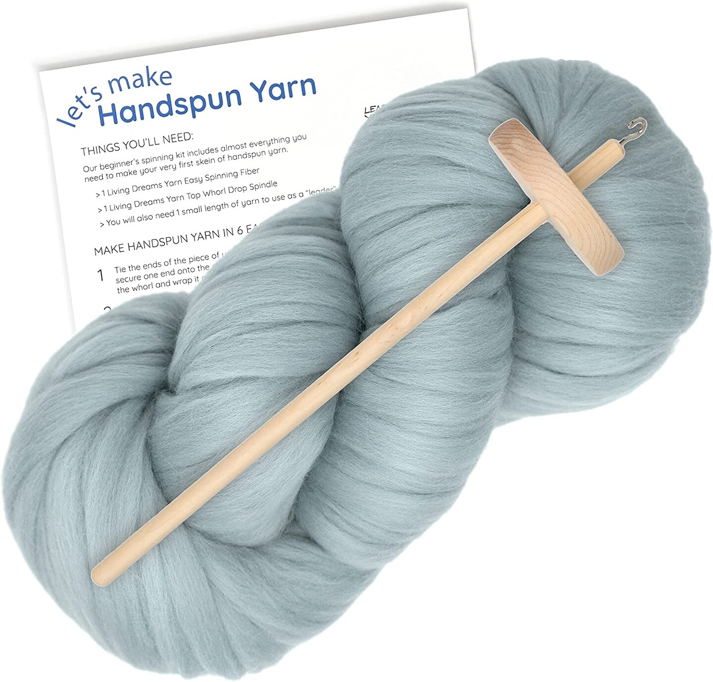 LEARN TO SPIN YARN - Beginner&#x27;s Spinning Kit with Drop Spindle and Merino Pencil Roving. Choose your color.