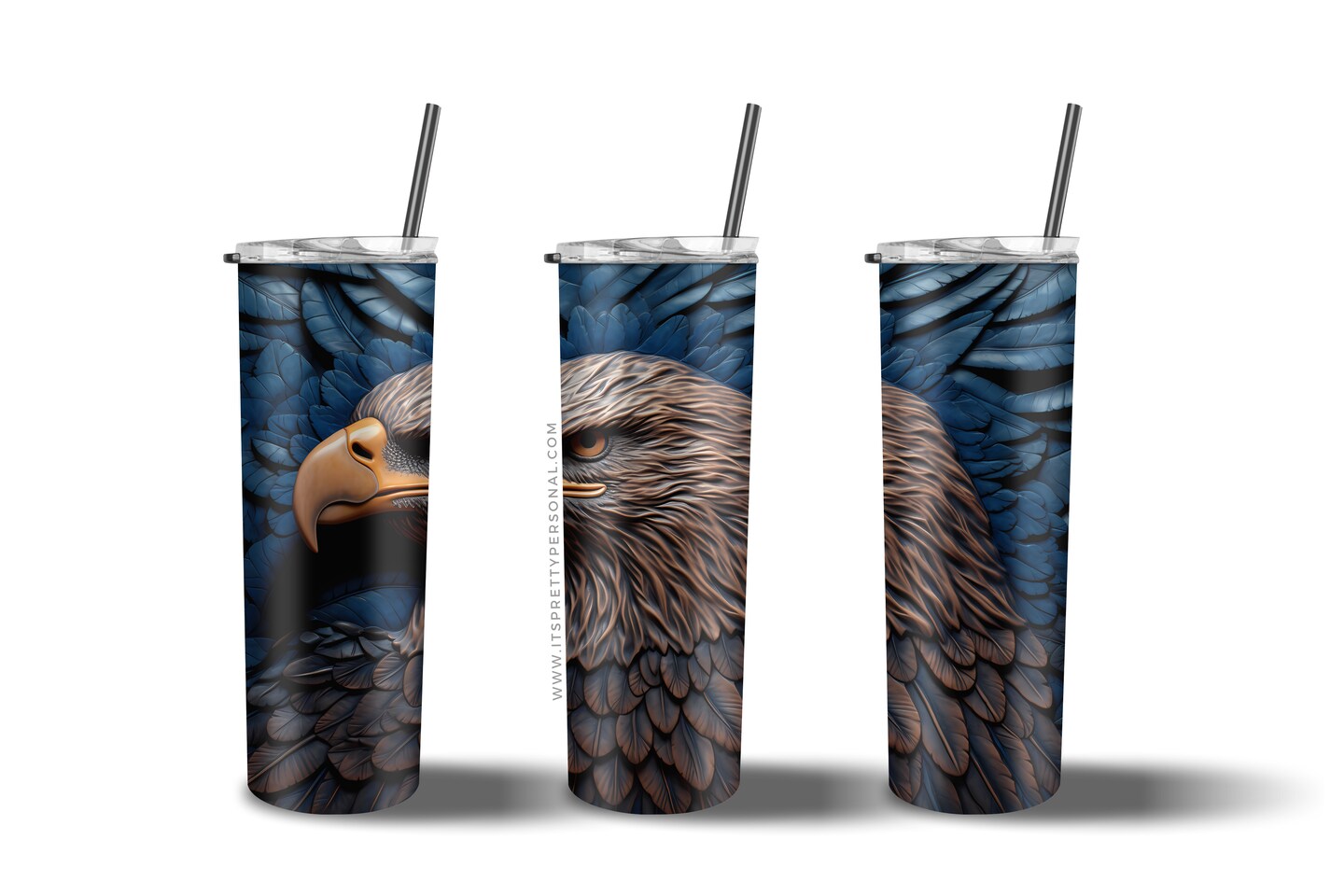 #760 WHITE- 20oz -3D Eagle  9.4&#x22; x 8&#x22; Pattern Vinyl Wrap
