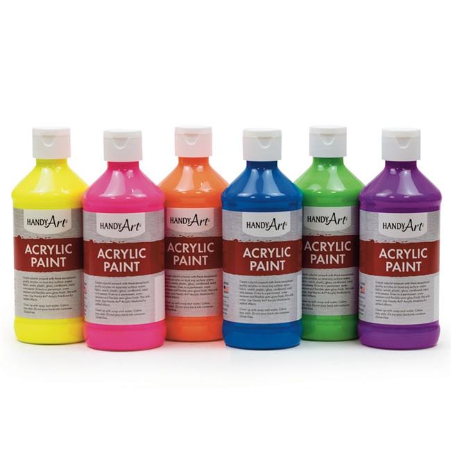 Rock Paint Distributing 8 oz Acrylic Fluorescent Paint - Set of 6