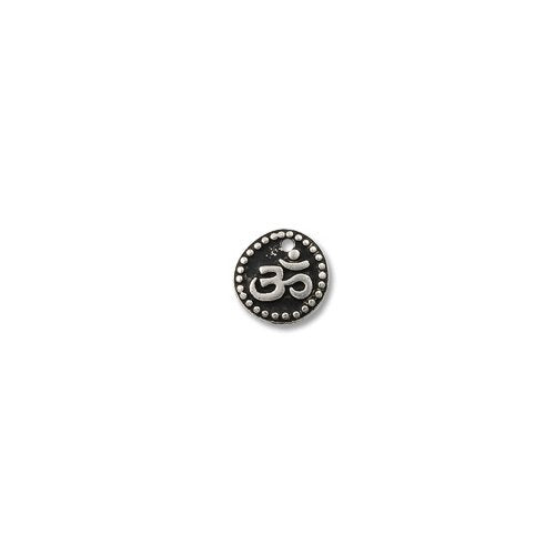 Charm for Jewelry Making - Aum 10mm Pewter Antique Silver Plated (1-Pc)