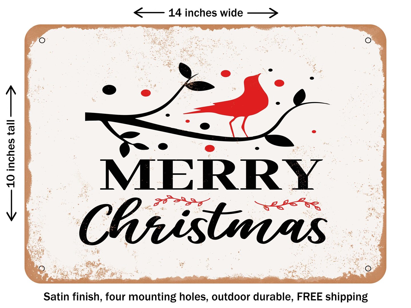 DECORATIVE METAL SIGN - Merry Christmas - 5 - Vintage Rusty Look