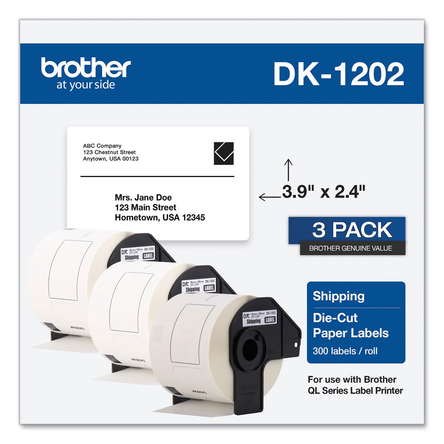 Die-Cut Shipping Labels, 2.4 x 3.9, White, 300 Labels/Roll, 3 Rolls/Pack Die-Cut Shipping Labels, 2.4 x 3.9, White, 300 Labels/Roll, 3 Rolls/Pack