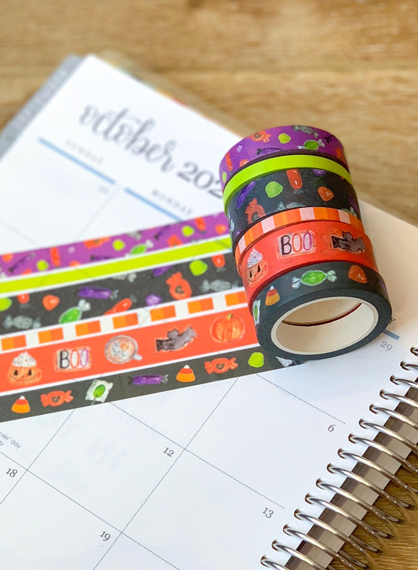 Halloween Candy Orange &#x26; Black Treats Washi Tape Set (#W018)
