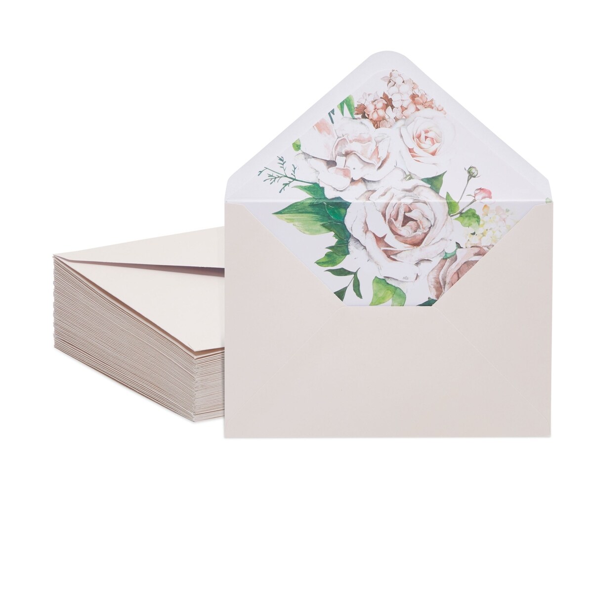 A7 Ivory Envelopes with Floral Liner for Wedding Invitations (5x7