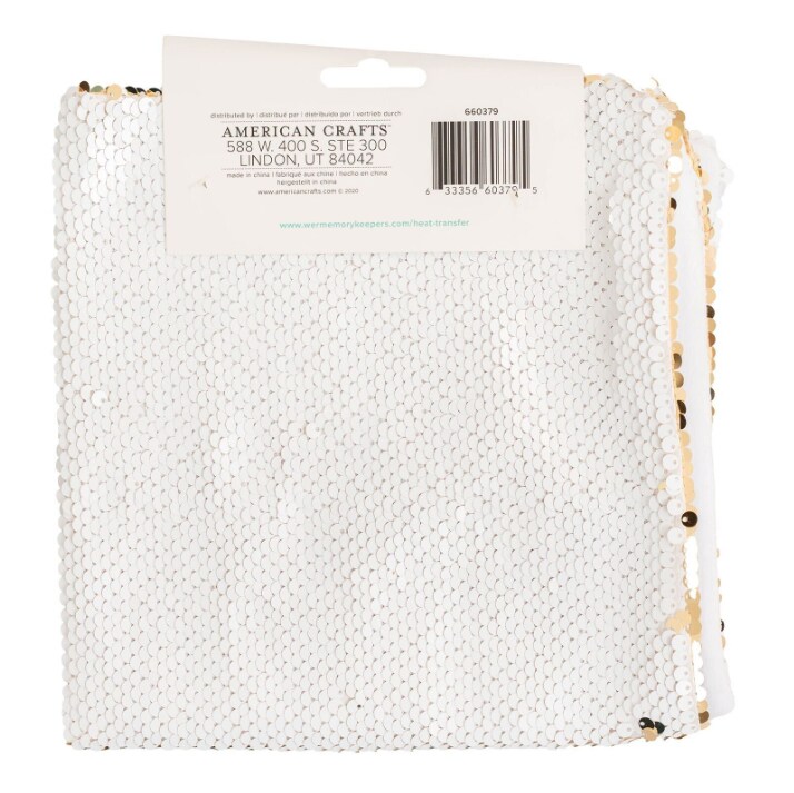 We R Memory Keepers Heat Transfer Blank Sequin Pillow GOLD / White 660379 by American Crafts