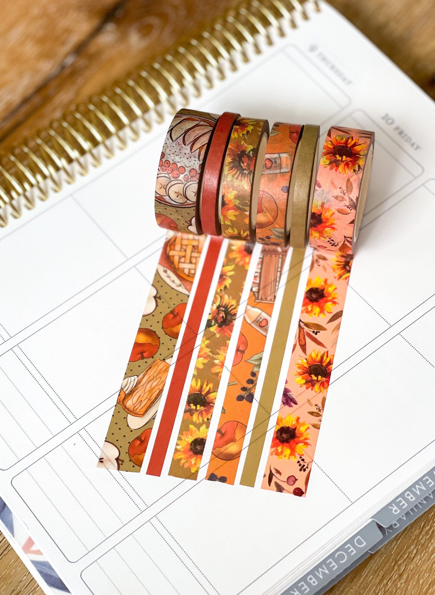 Fall Apples &#x26; Sunflowers Autumn Washi Tape Set (#W012)