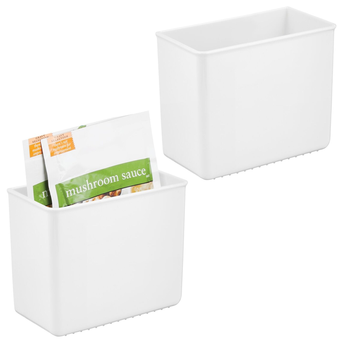 mDesign Adhesive Kitchen Cabinet Organizer for Food Pouches, 2 Pack - Clear