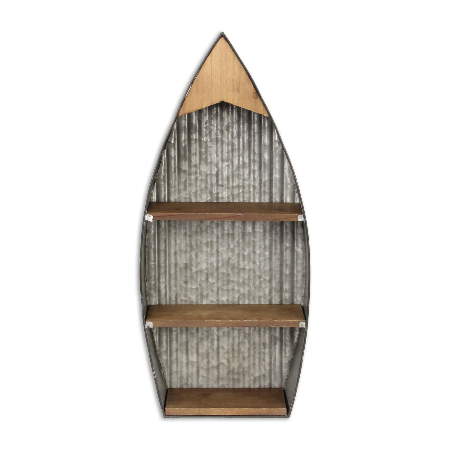 Contemporary Home Living 10.5&#x22; Gray and Brown Wall Hanging Boat with Shelves