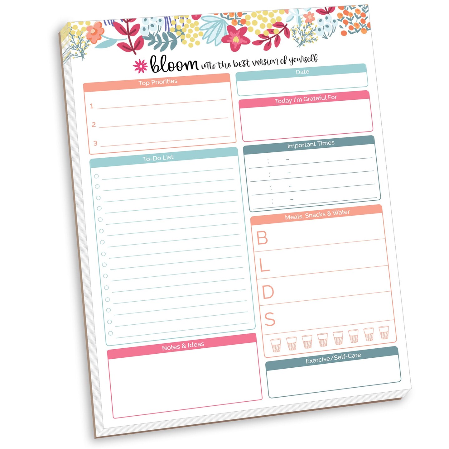 bloom daily planners Planning Pad, 8.5&#x22; x 11&#x22;, Daily Planning System, Floral Dots