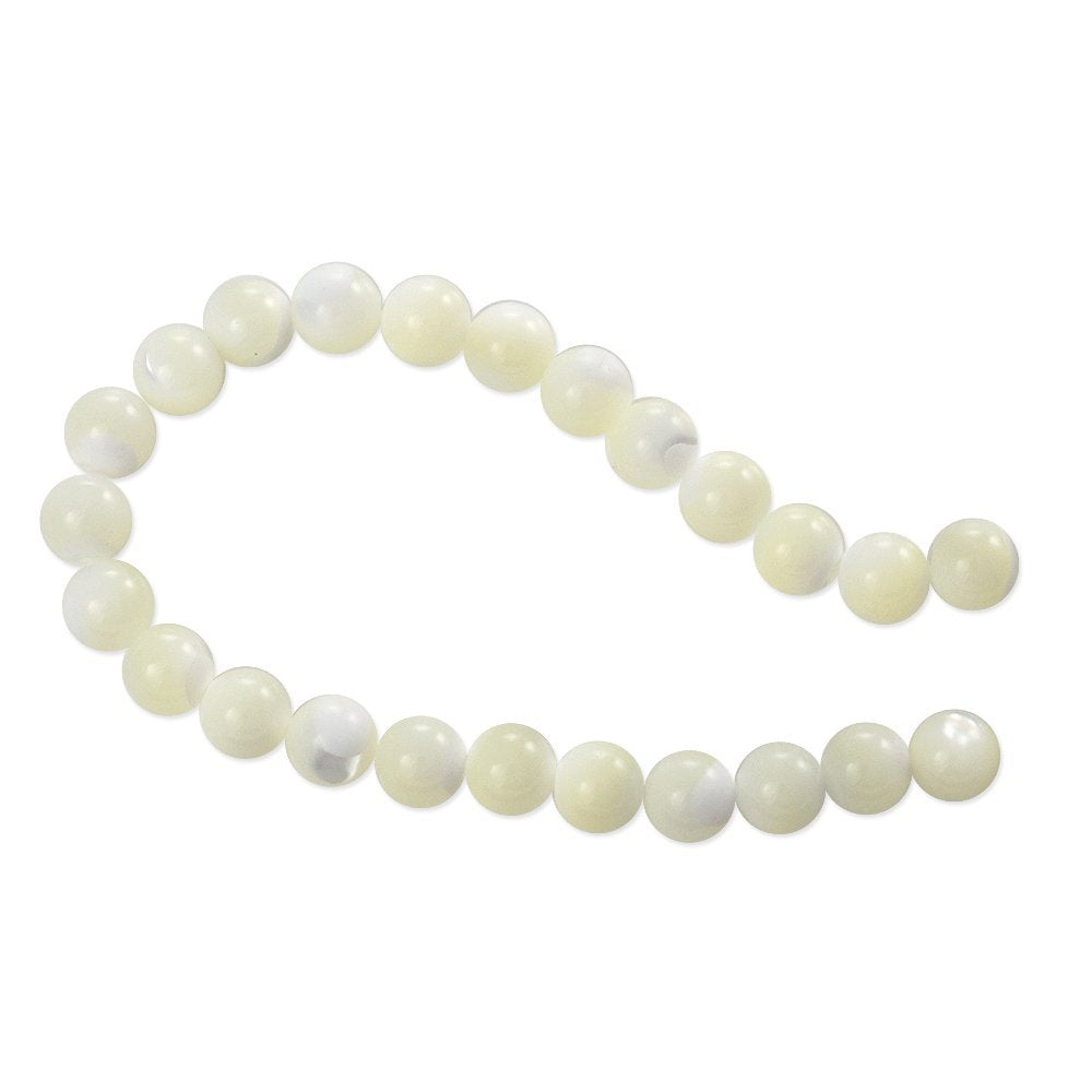 JewelrySupply Mother of Pearl Round Beads 8mm Bleached (16" Strand)