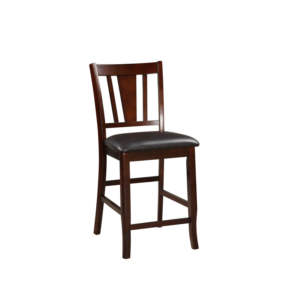 Poundex Wooden High Chair, Dark Brown & Black, Set of 2- Saltoro Sherpi
