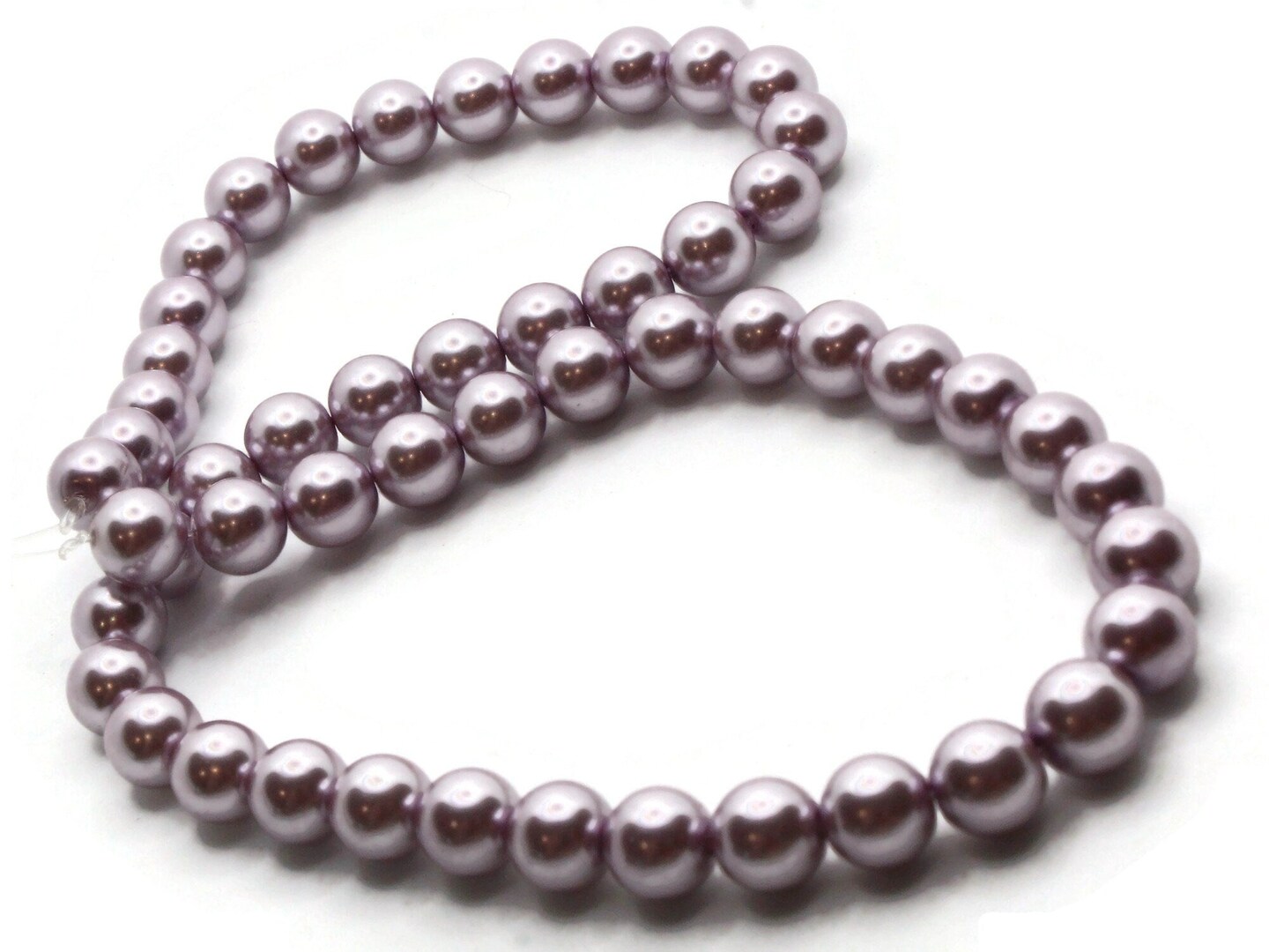 53 8mm Round Pale Lavender Glass Pearl Beads