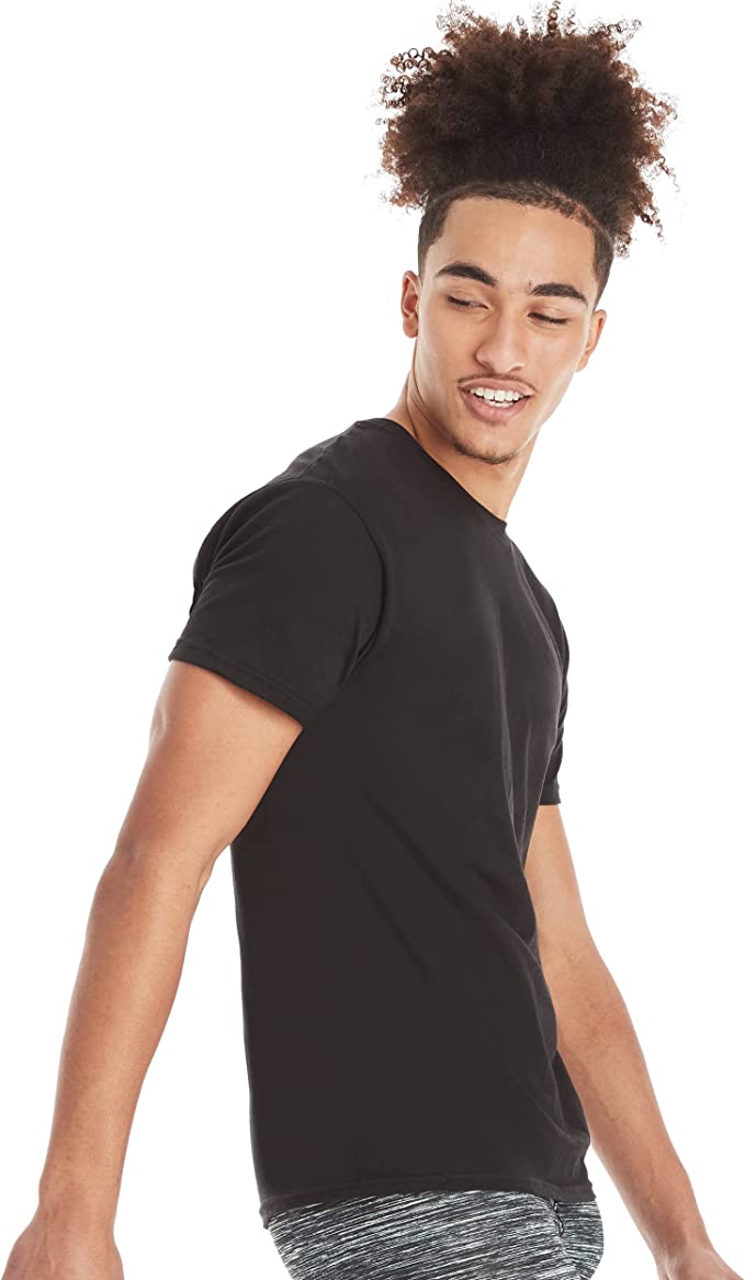Hanes Ultimate Men&#x27;s 4-Pack FreshIQ Crew T-Shirt, Black, Medium