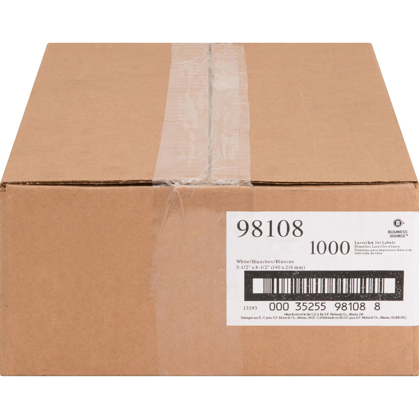 Business Source Premium Mailing Labels 5-1/2 x 8-1/2 1000/CT White