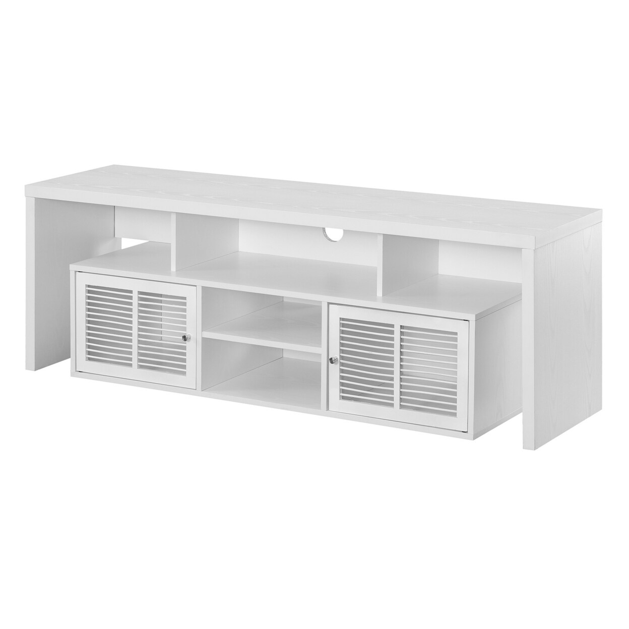 Convenience Concepts Lexington 60 inch TV Stand with Storage Cabinets and Shelves, White