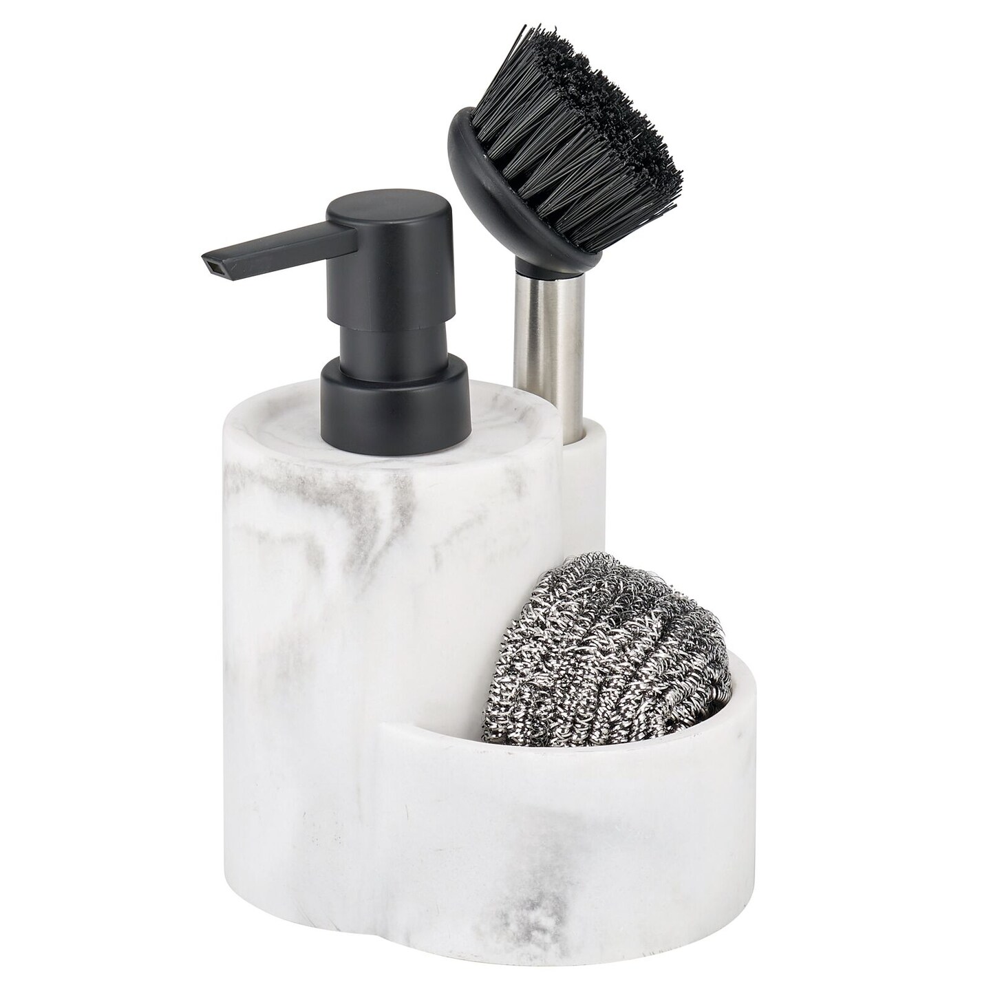 mDesign Kitchen Sink Soap Dispenser Pump, Storage Caddy for Counter