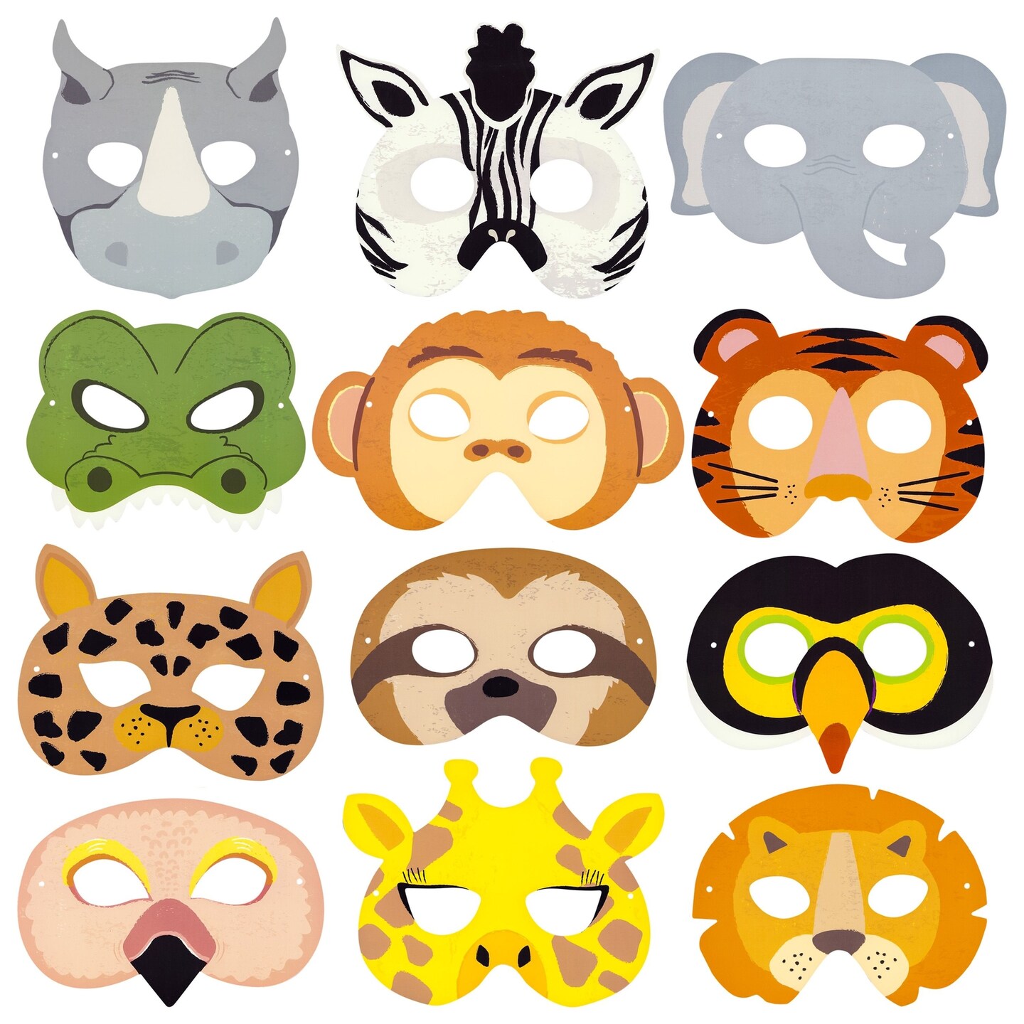 24 Pack Safari Themed Birthday Photo Booth Props, Eye Coverings for Party Favors, Costumes, Dress Up (7 x 5 In)