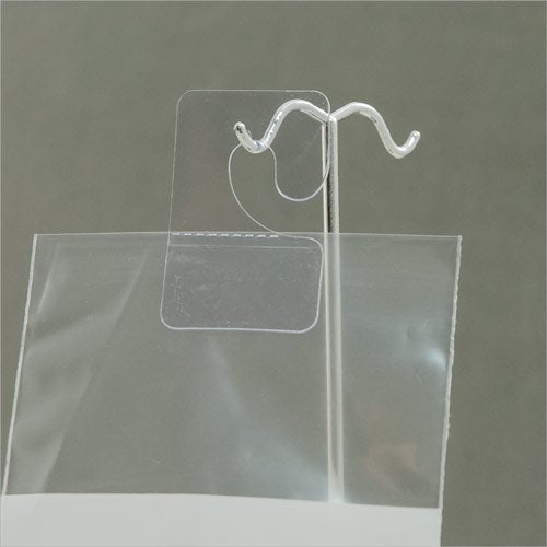 Clear Hook Hang Tabs Slatwall Adhesive Hangers J-Hook Folding Tab for Store Retail Display (Pack of 100)