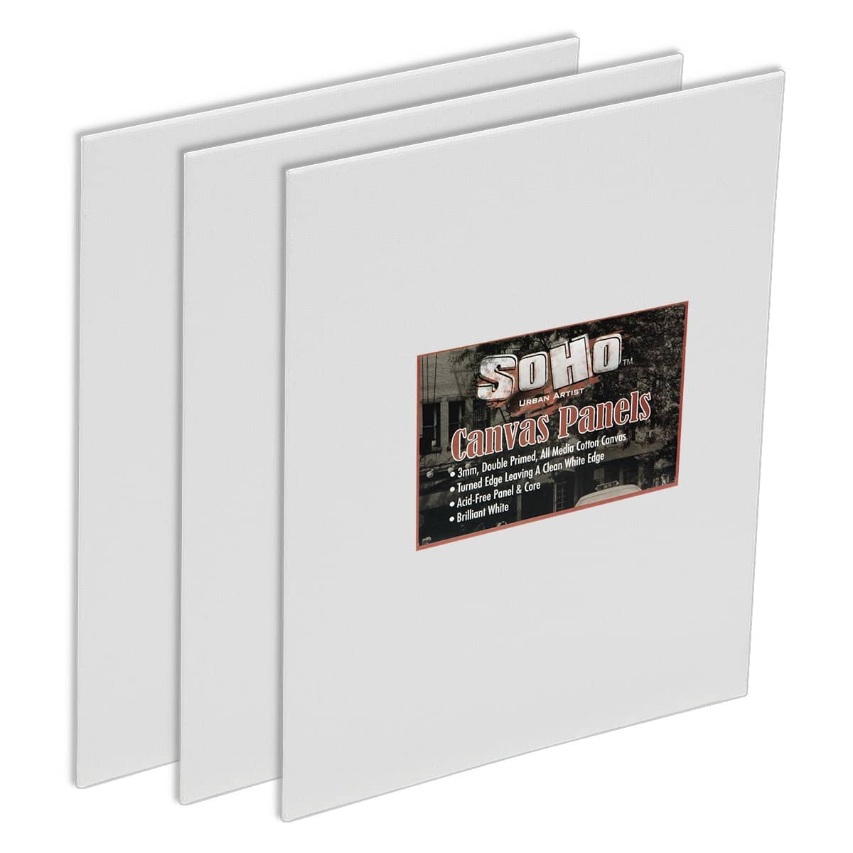 SoHo Artist Cotton Canvas All Media Panels - 3 Pack of Double Primed Cotton Acid-Free Panels Bonded Canvases for Paintings, Artwork and More