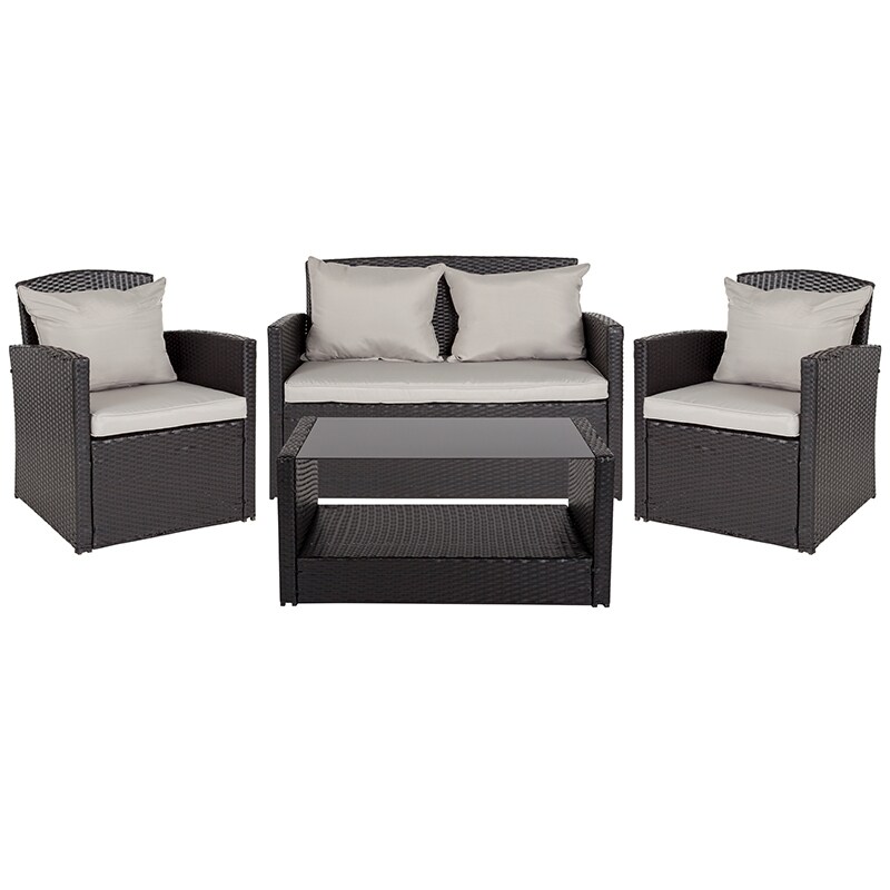 Flash Furniture 4PC Black Patio Set