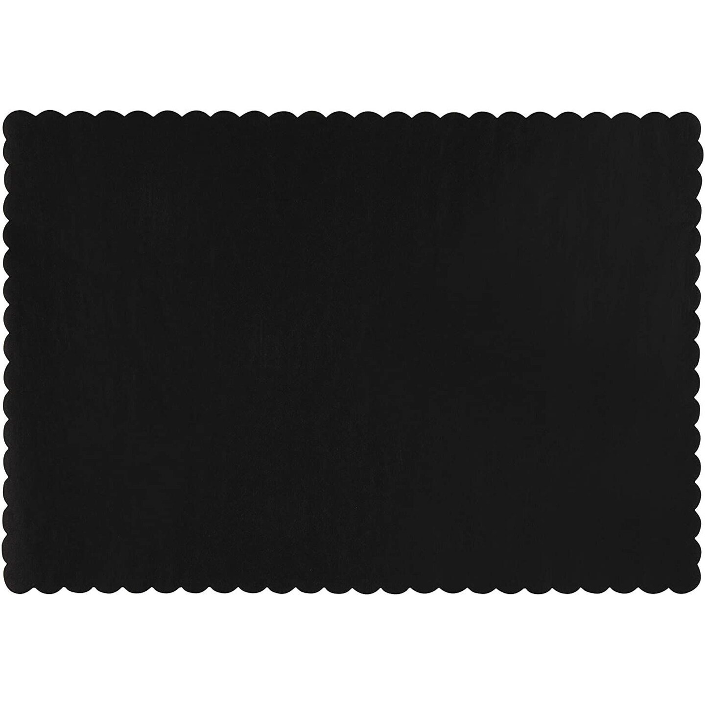 100-Pack Paper Placemats - Black Bulk Disposable Placemats, Colored Tabletop Mats with Wavy Scalloped Edge, Birthday Party Supplies, Graduation, Black Party Decoration, 14 x 10 Inches