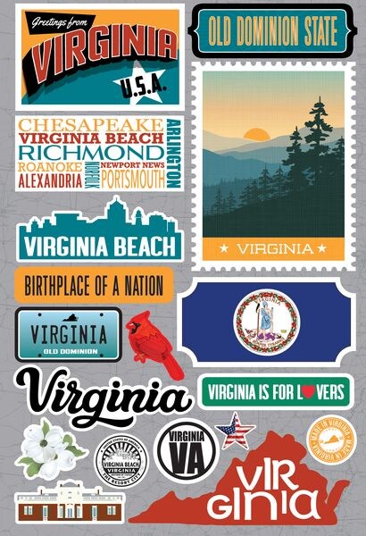Reminisce Jetsetters Virginia 3D Stickers 3.0