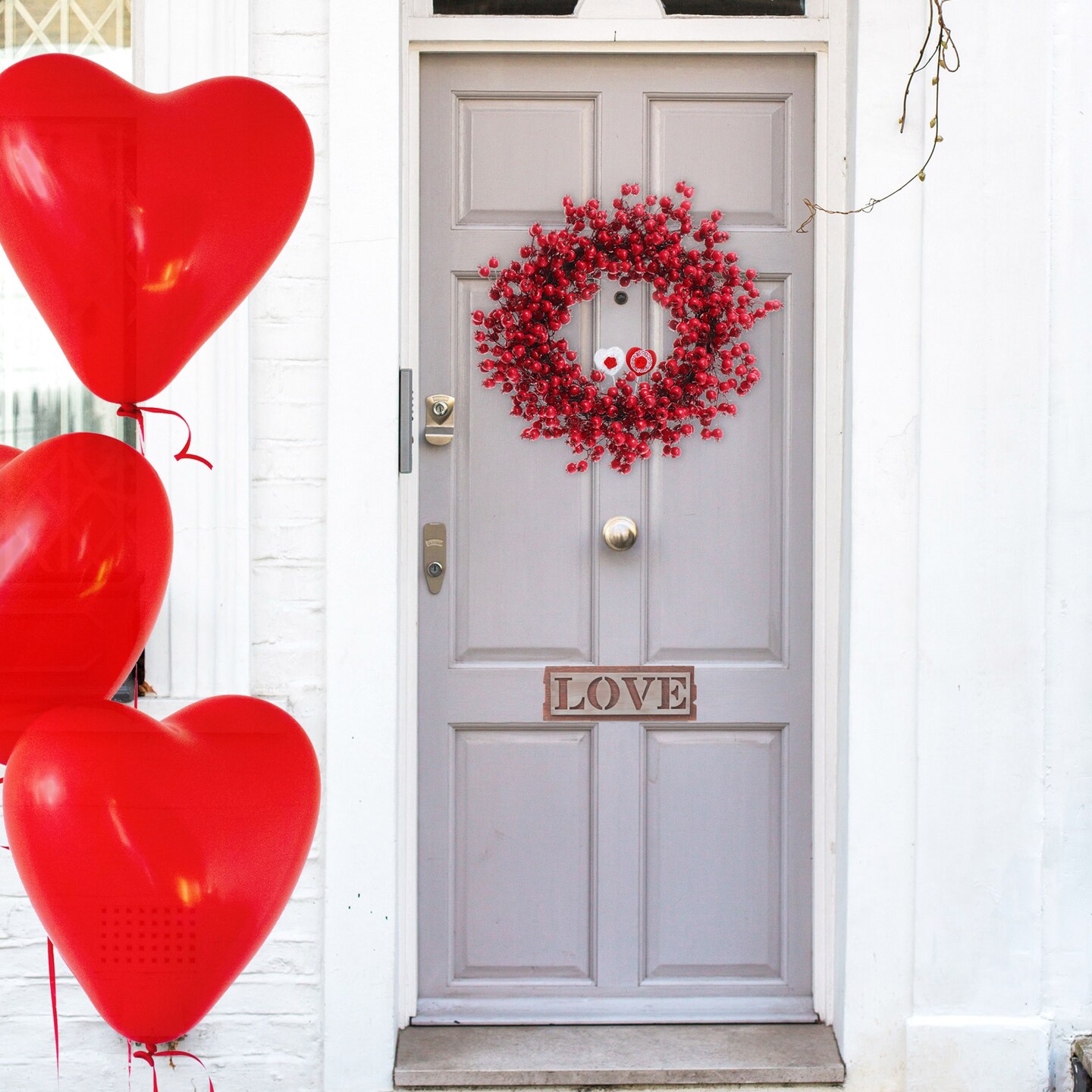 All-Season 22&#x22; Vibrant Red Hawthorn Berry Wreath - Realistic Berries for Valentine&#x27;s Day &#x26; Front Door Accents - Indoor/Outdoor Elegance for Home &#x26; Office Decor, Floral Home by Artificial Flowers