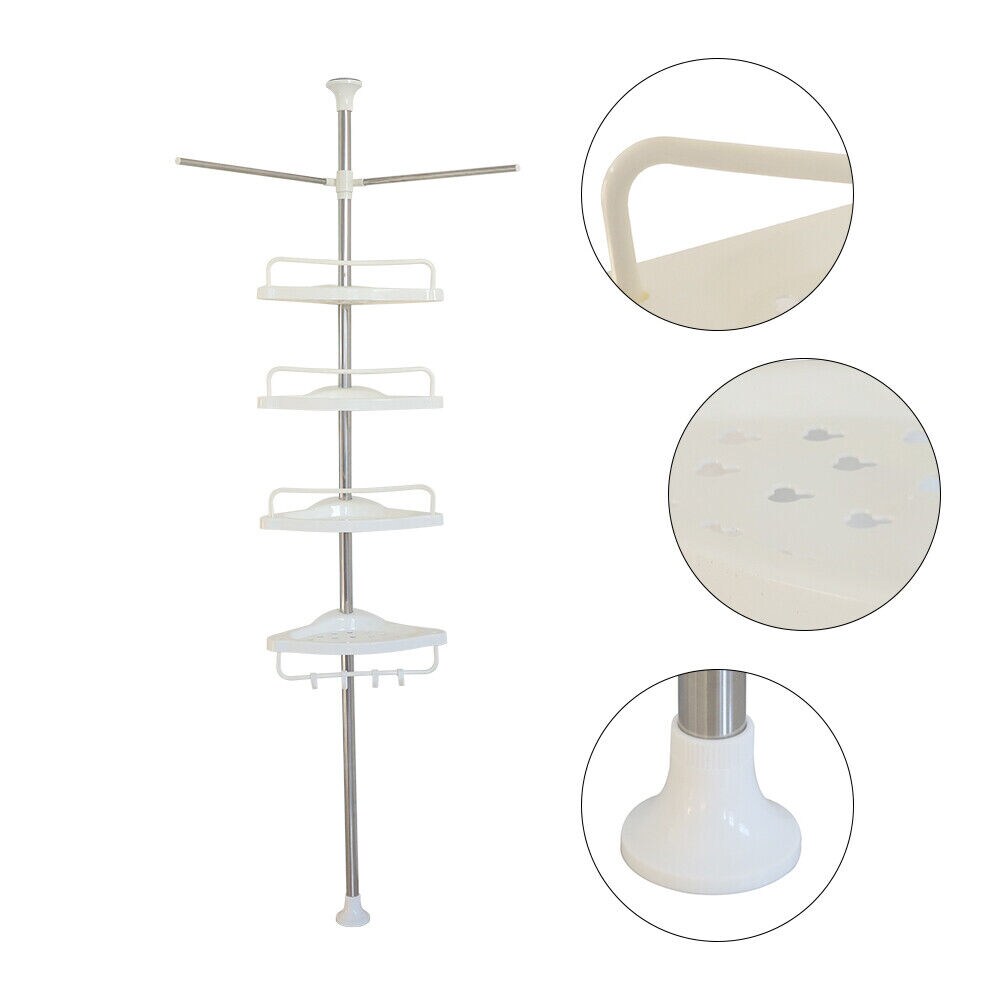 Kitcheniva Tension Pole Shower Caddy 4 Basket Shelves with Built-In Towel Bars